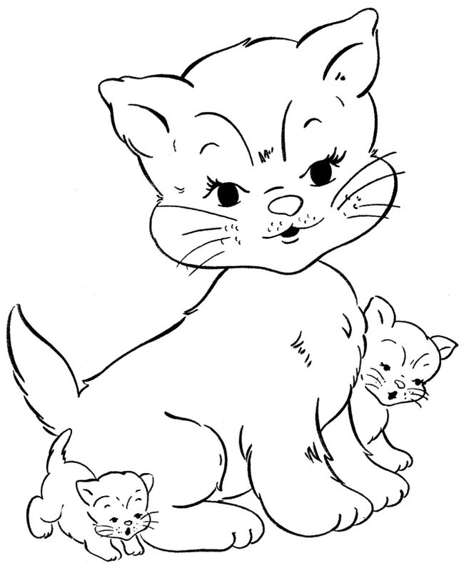 La maman et ses deux petits chats