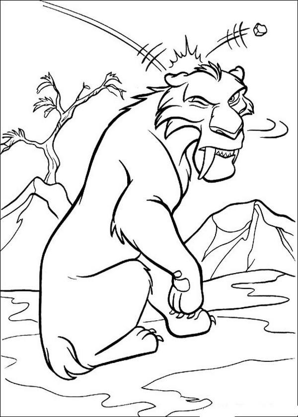 Coloriage de L'age de glace, dessin Diego le tigre a dents de sabre à