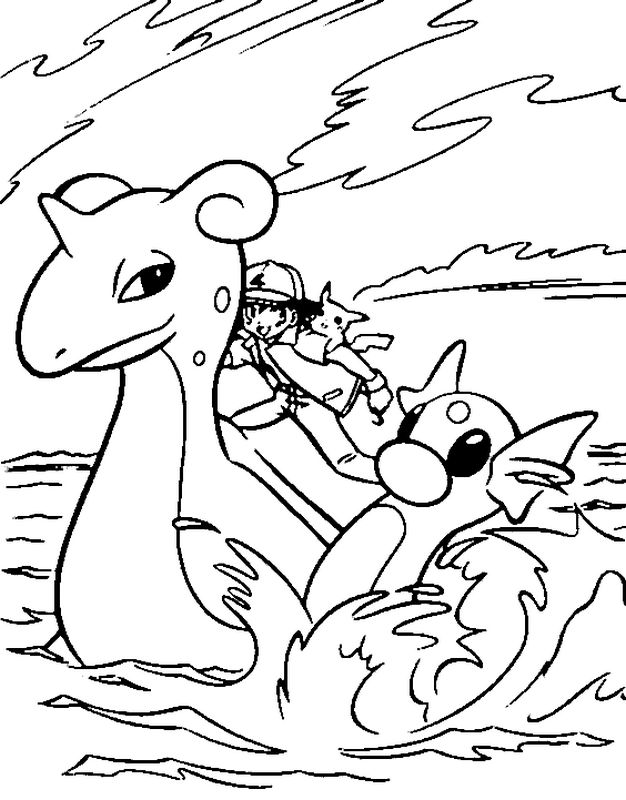 Dans la mer avec ses amis Pokemon