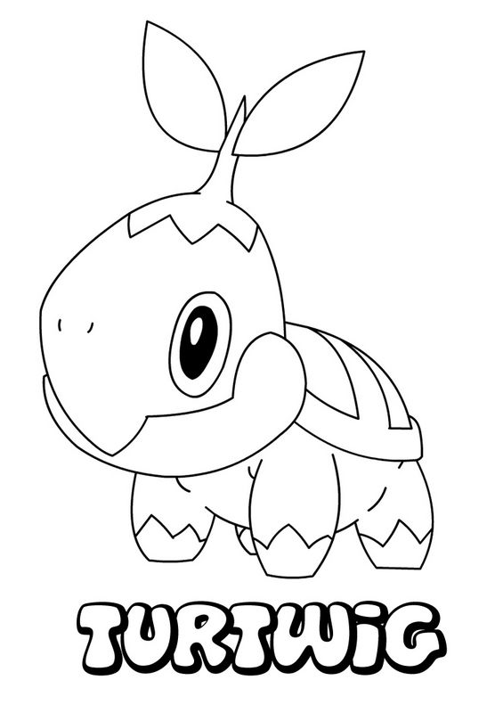 Coloriage de Pokémon, dessin Une tortue curieuse mais jolie à colorier