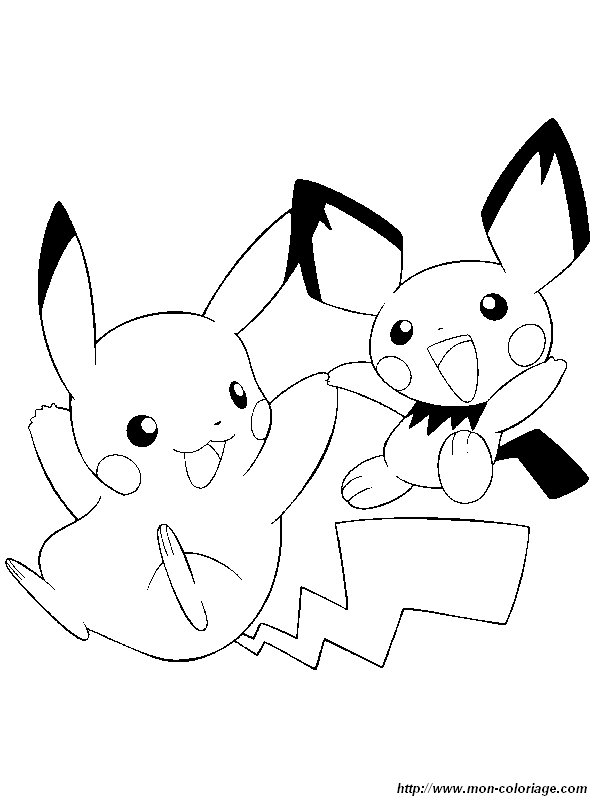 coloriage pokemon pikachu pichu  