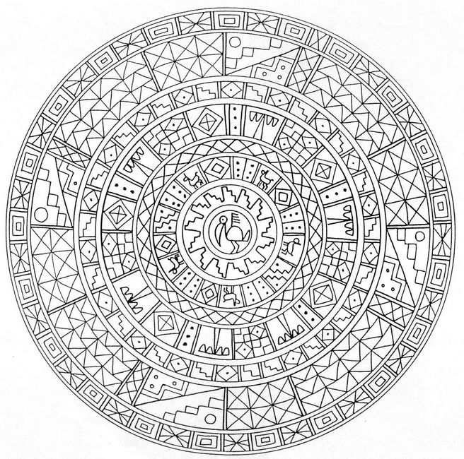 Mandala avec symboles azteques