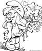 la schtroumpfette avec un bouquet