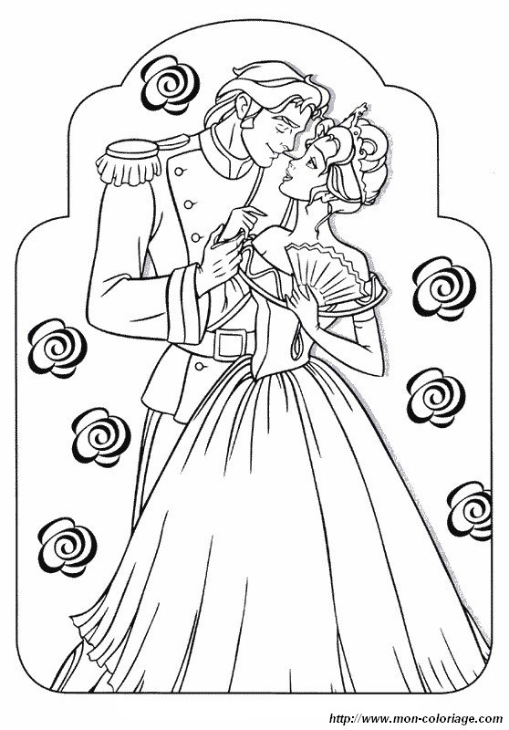 coloriage de sissi dessin la princesse et son prince à