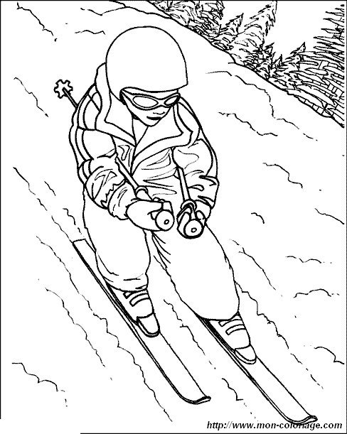 Coloriage de Sport, dessin ski à colorier - 488 x 611 jpeg 78kB