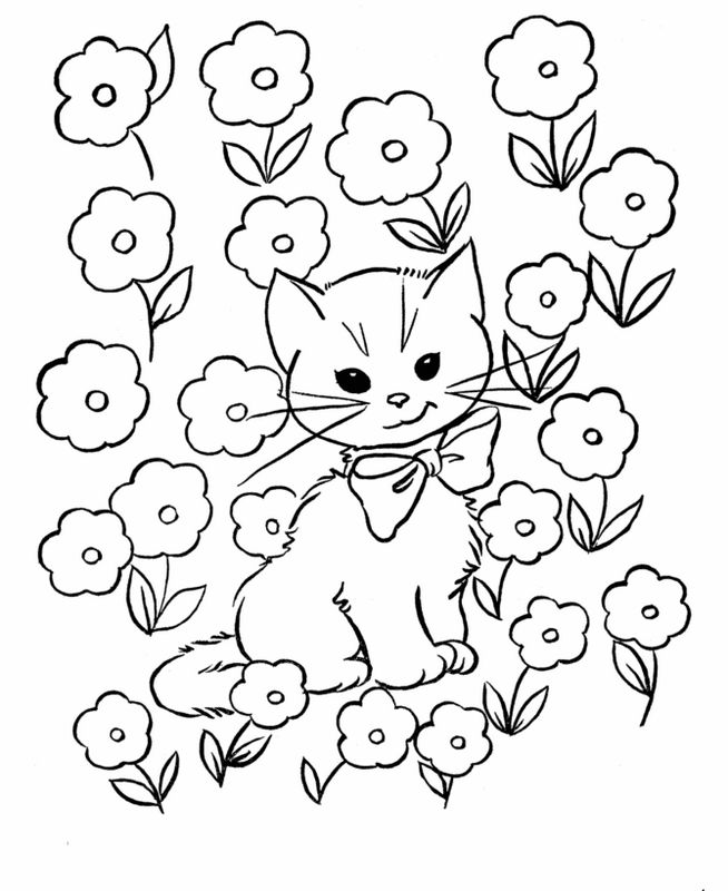 Coloriage De Chat Dessin Combien Il Y A De Fleurs Avec Ce Chat A Colorier