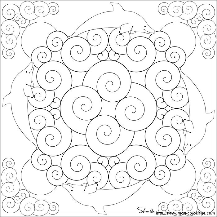 mandala avec des dauphins