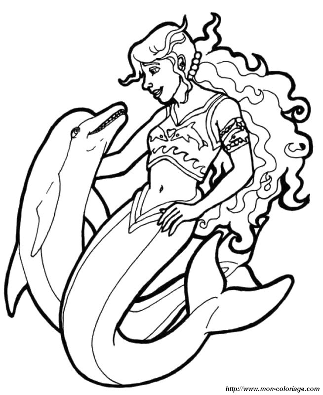 Coloriage De Dauphins Dessin Une Sirene Avec Un Dauphin à