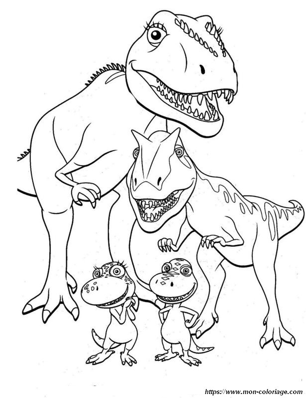 Dessin gratuit - Coloriage famille de dinosaures pour enfants