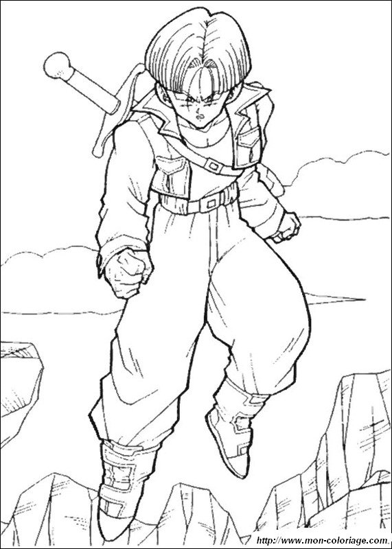 Coloriage De Manga Dragon Ball Z Dessin Trunks Combat