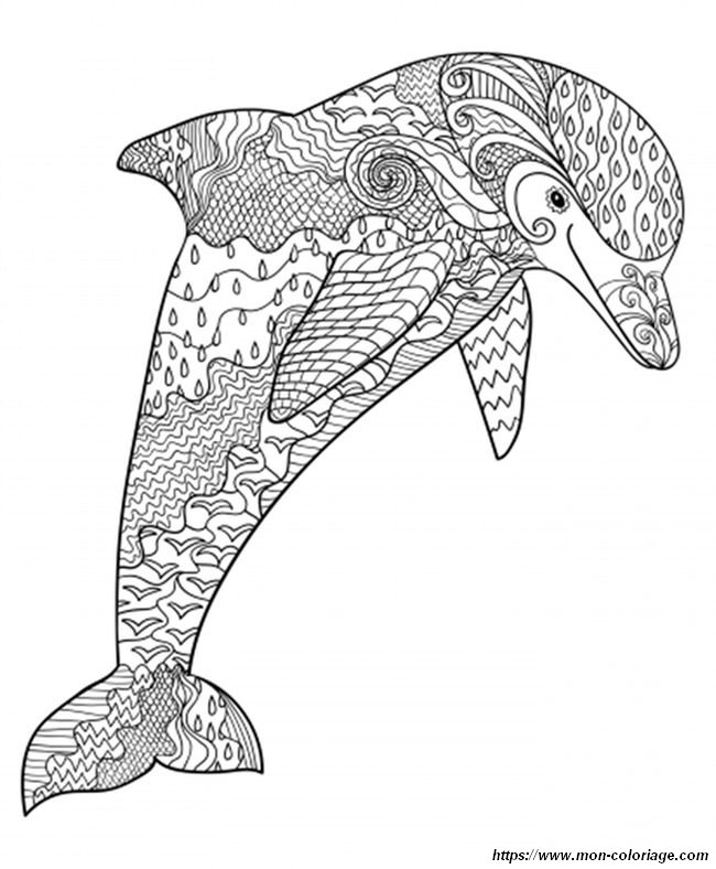 Coloriage de dauphin de type mandala