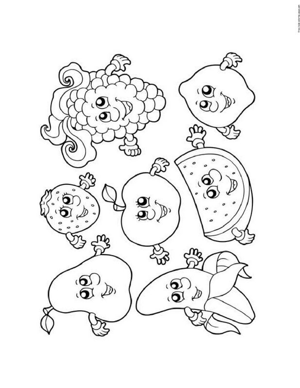 Coloriage de Eté, dessin Des fruits de saison à colorier