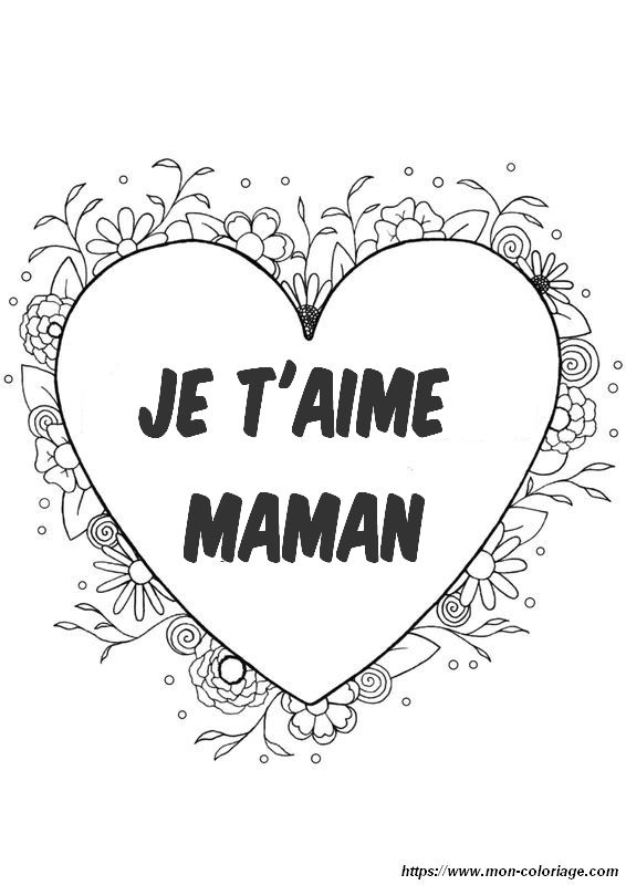 Coloriage De Fête Des Mères Dessin Joli Coeur Pour Maman à