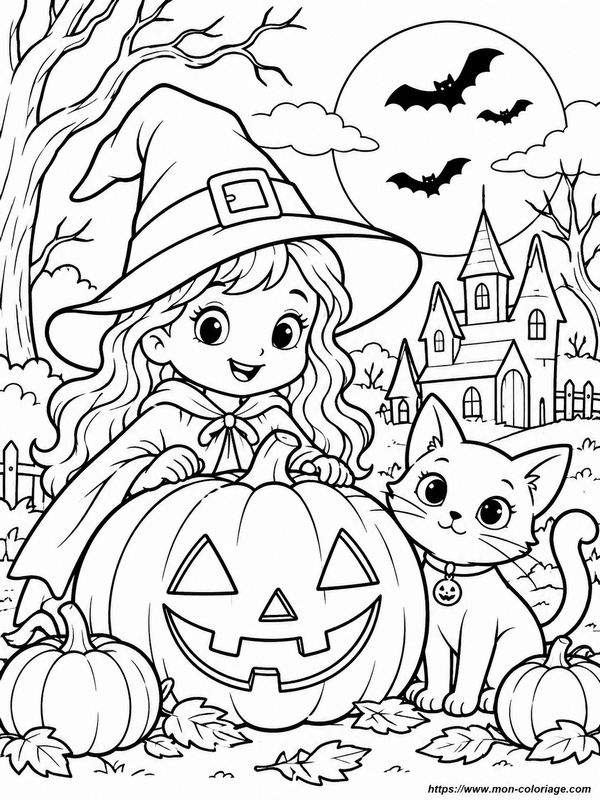 Halloween en coloriage pour les enfants