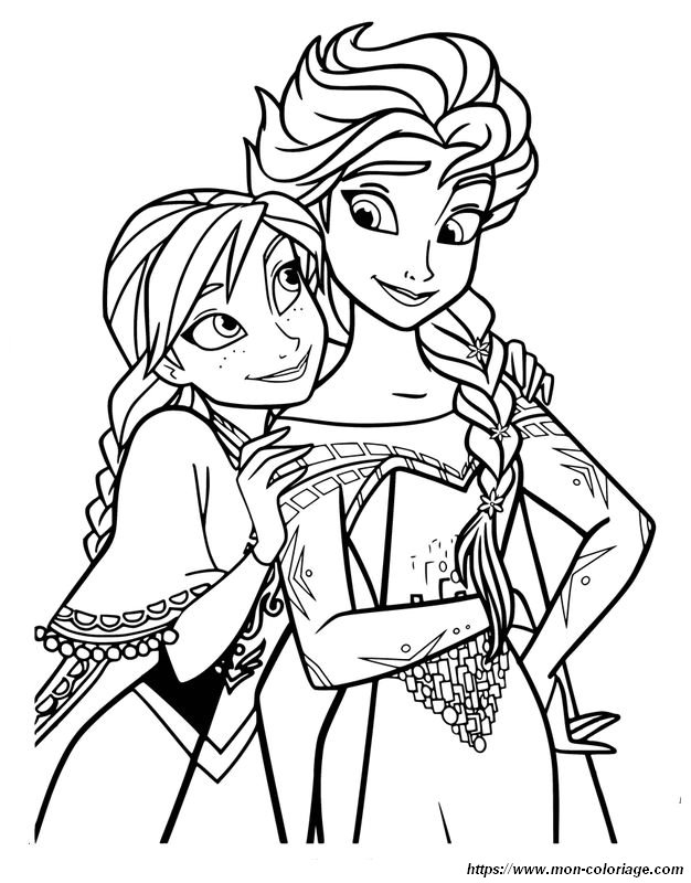Coloriage de Elsa et Anna
