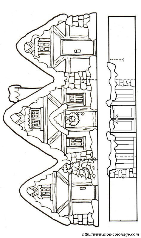 Coloriage de Découpage ou Scrapbooking, dessin maison du pere noel à