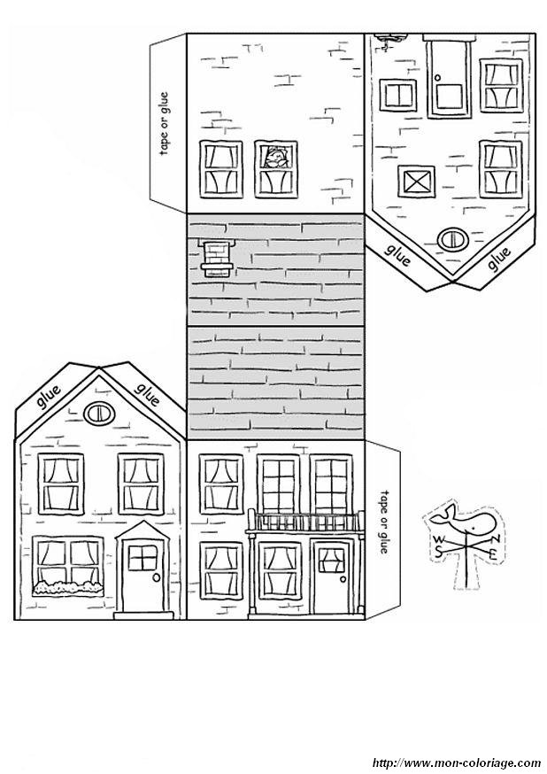 MA MAISON EN CARTON A MONTER ET A COLORIER (Blog Zôdio)