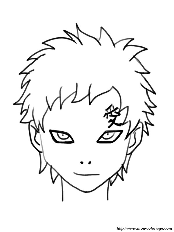 Coloriage de Naruto, dessin coloriage gaara à colorier
