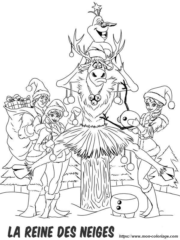 Coloriage de Noël, dessin La reine des neiges pour noel.jpeg à colorier