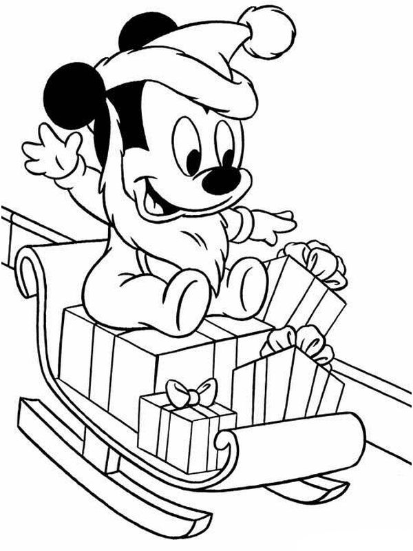 Mickey sur une luge