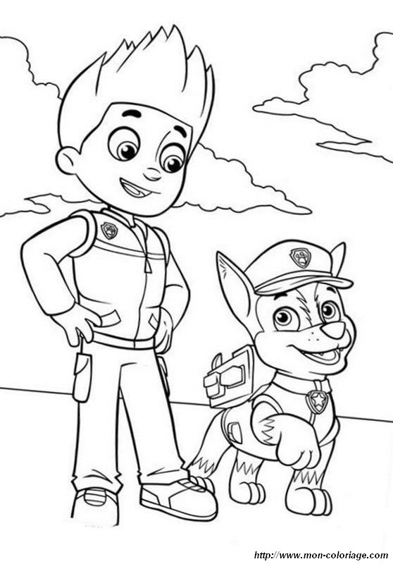 Coloriage de La Pat Patrouille  Paw Patrol, dessin Ryder le copain de
