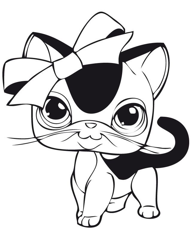 Coloriage de Petshop, dessin Coloriage de petit chat petshop à colorier
