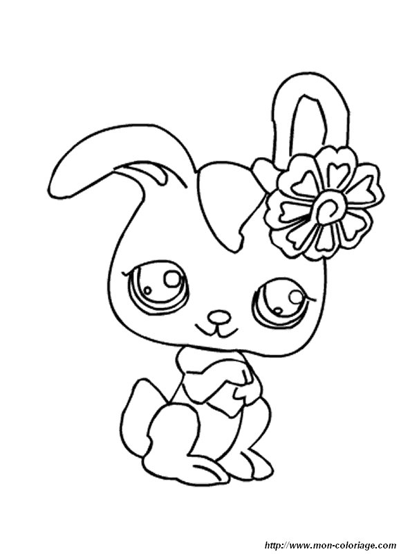 coloriage petshop lapin fleur  