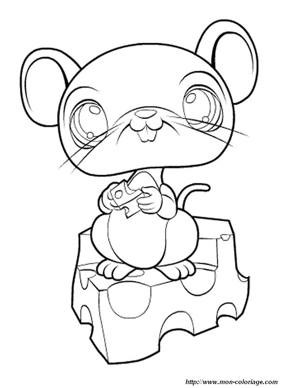 coloriage petshop souris fromage  