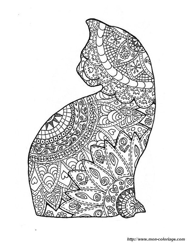 Coloriage de Pour adultes, image Coloriage pour adultes de chat à colorier