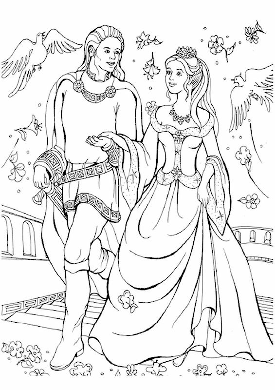 Coloriage château de prince et princesse à imprimer