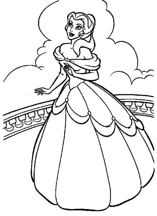 La jolie princesse de Disney sur un balcon