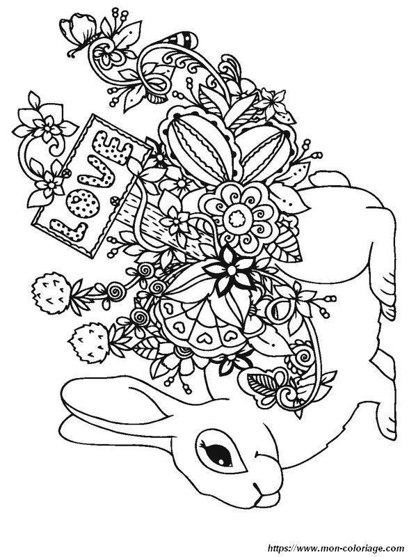 Coloriage de paques le lapin