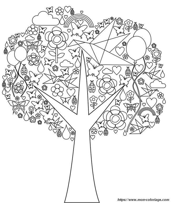 Coloriage, un arbre de Pâques - tipirate