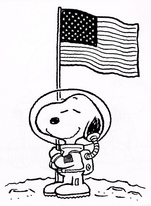 Le cosmonaute snoopy sur la lune