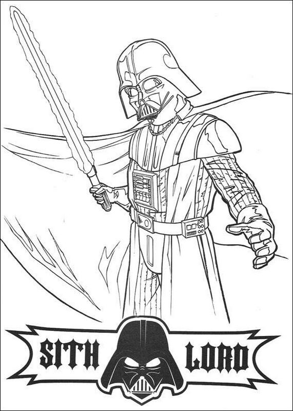 Coloriage de Star wars, dessin Le sabre laser de Dark Vador à colorier
