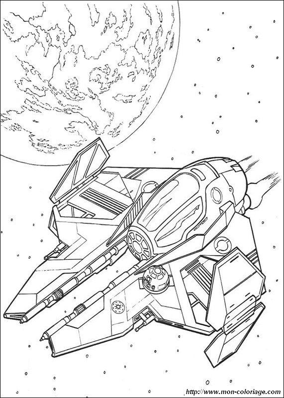 Coloriage de Star wars, dessin un vaisseau spatial à colorier