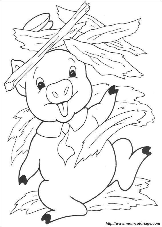 coloriage trois petits cochons