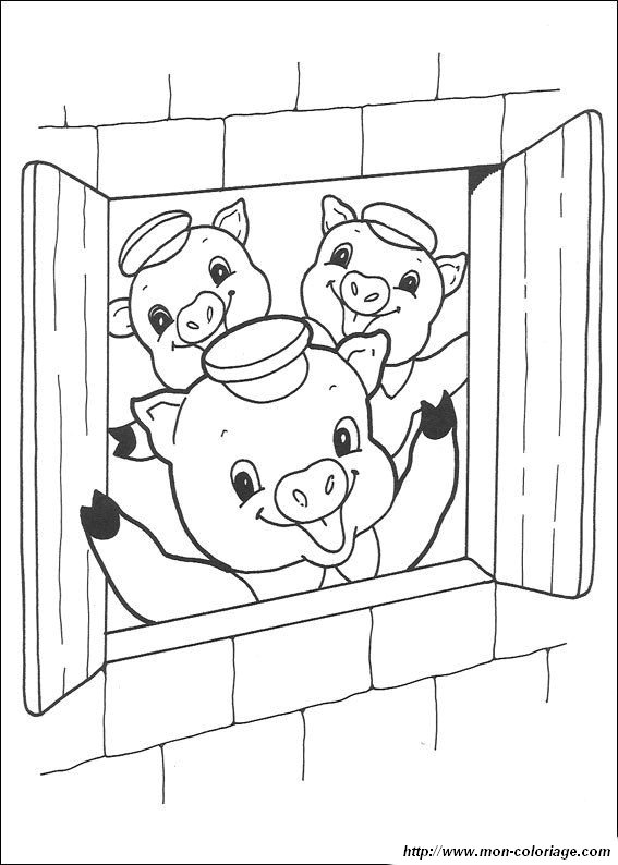 dessins trois petits cochons