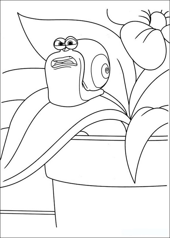 Coloriage de Turbo l'escargot, dessin Escargot sur une fleur à colorier