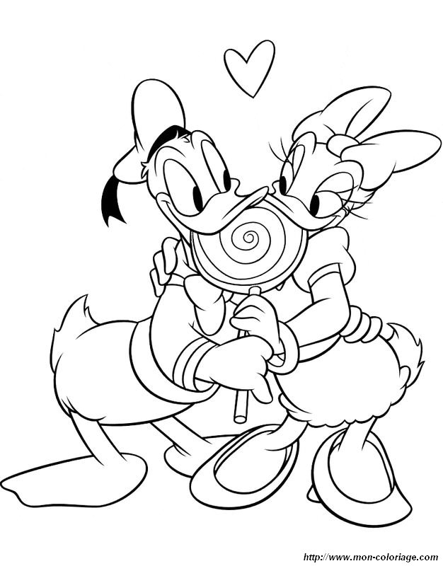 Coloriage De St Valentin Dessin Donald Et Daisy Sont