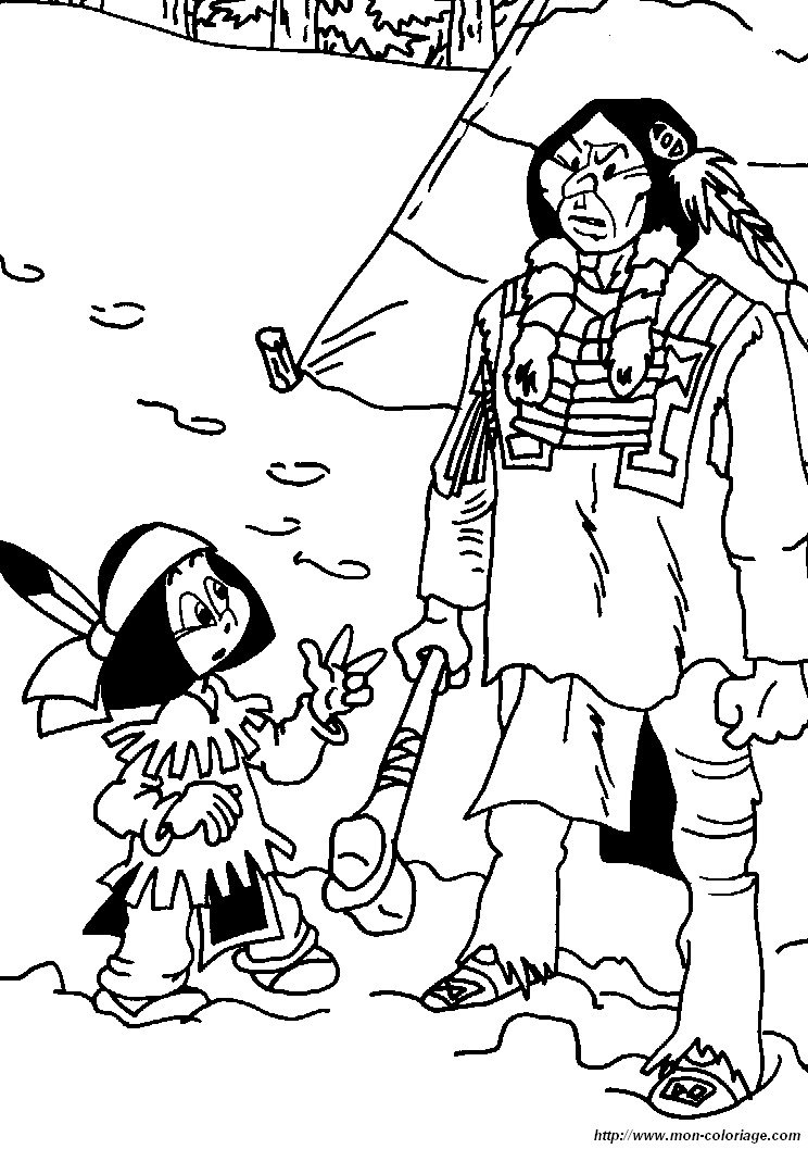 Coloriage de Yakari, dessin coloriage yakari indien à colorier